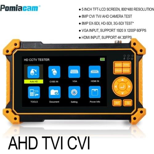 AHD CCTV tester 5 inch 1080P 8MP Portable CCTV Mini monitor camera tester CVI TVI CVBS tester kamery HDMI VGA input video tester