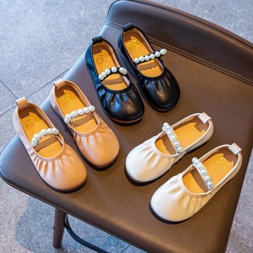 Girl Casual Shoes Princess Peas Shoes Kids Flats New 2021 Autumn Comfortable Single Shoes Baby Soft Sole Pearl Fashion Sweet