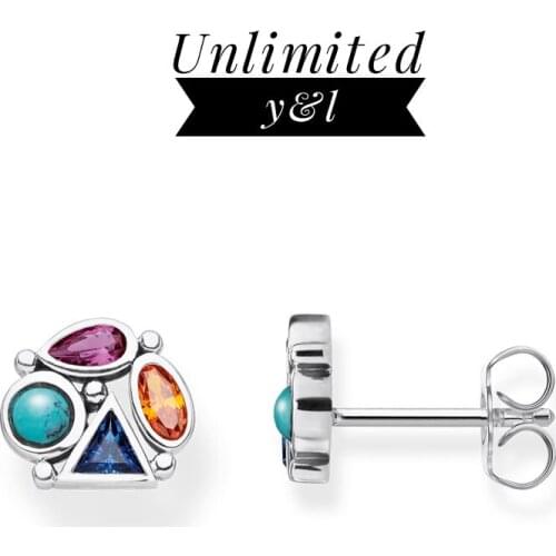 Natural Stone Geometric Studs Earrings Bohemia 925 Sterling Silver Ear Stud Jewerly For Women Men 2020 Happiness Freedom Gift