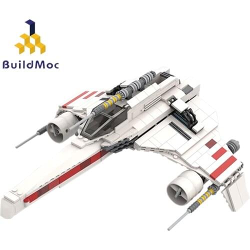 Buildmoc Movie Space Wars Weapon Republic E-Wing Starfighters Battle Spaceship MOC Model Building Blocks Toys For Children Gifts