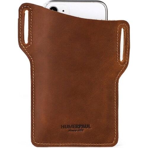 Vintage Men Cellphone Loop Holster Case Belt Waist Bag Props Leather Purse Phone Wallet