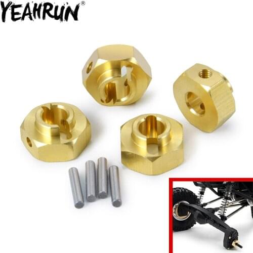 YEAHRUN Wheel Hubs Adapter 12mm Hex Screw Shaft Brass Counterweight for Axial SCX10III AXI03004 Capra RC Crawler Car