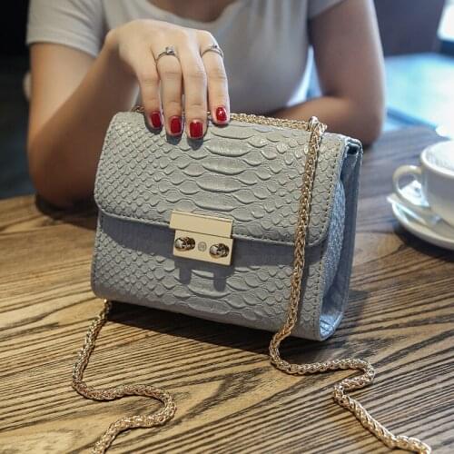 New 2021 Women Leather Hasp Alligator Pattern Shoulder Crossbody Bags Vintage Female Messenger Chain Bag Girls Shopping Handbag