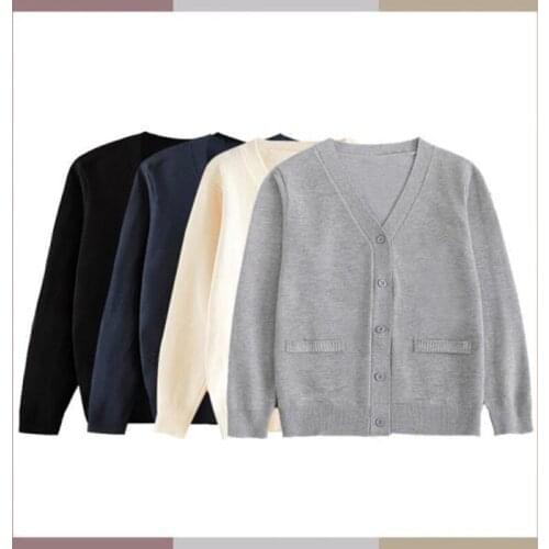 Knitted V-Neck Solid Women Spring Sweater Button Pocket Cardigan Female Oversized Sweater Korean Fashion Aesthetic 2021 New slim