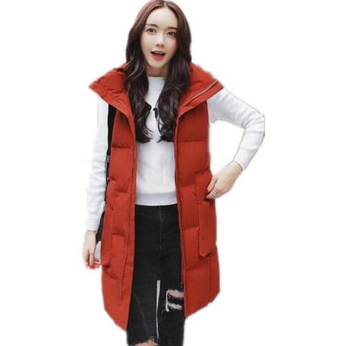 2018 Harajuku Style New Autumn Winter Women Vest Stand-Collar Down Cotton Vest With Large Pockets Slim Streetwear Warm Vest Q578