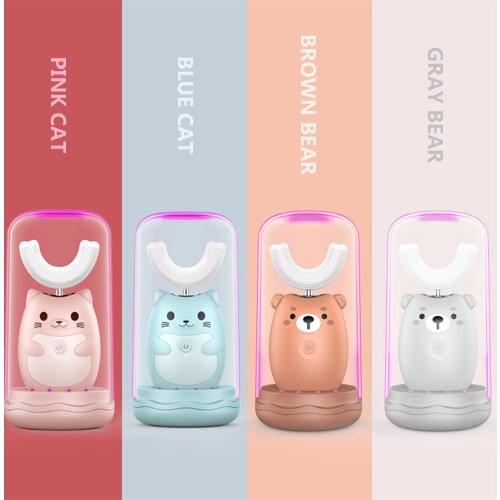 360 Degrees Intelligent Automatic Sonic Childrens Electric Toothbrush U Type 3 Modes Tooth Brush USB Charging Tooth Whitening