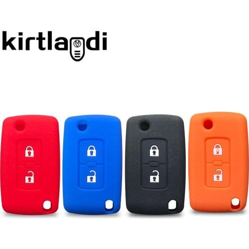 2 Button Remote Fob Silicone Key Cover Holder Sleeve Case for Mitsubishi Outlander Lancer Pajero IV Flip Folding Car Key Case