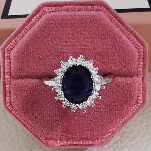 2021 New Luxury Blue Color Sunflower 925 Sterling Silver Dubai For Women Lady Anniversary Gift Jewelry Wholesale R5519