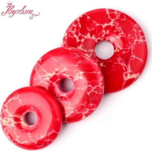 25,30,35mm Donut Rings Red Sea Sedimen Natural Stone Loose Beads for DIY Women Necklace Bracelet Pendant Jewelry Making 1 Pcs