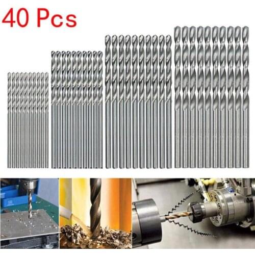 40PCS Mini Drill HSS Bit 0.5mm 2.0mm Drilling Straight Shank Twist Drill Bits Set For Metal Wood Aluminum Drilling Tools