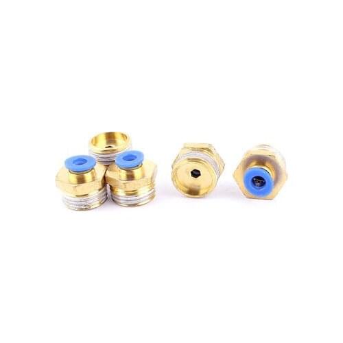 5 Pcs 6mm Tube to 1/2 BSP Thread Push in Quick Connect Coupler Fittings PC6-04