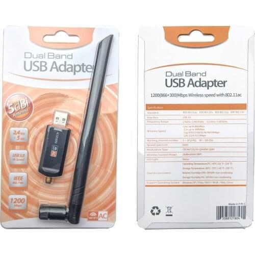 50Pcs/Lot 1200Mbps WiFi Adapter USB 3.0 Network Card 2.4G 5Ghz Portable Wireless Network Adapter For PC Laptop Computer