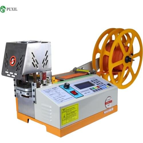 988T Automatic computerized tape cutting machine cold and hot cutting Velcro elastic blade rotating multi-angle beveling machine
