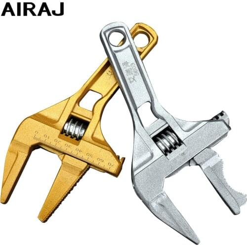 AIRAJ 2020 Upgrade Bathroom Wrench Golden Multifunctional Large Opening Adjustable Plumbing Pipe Wrench Manual Repair Tool