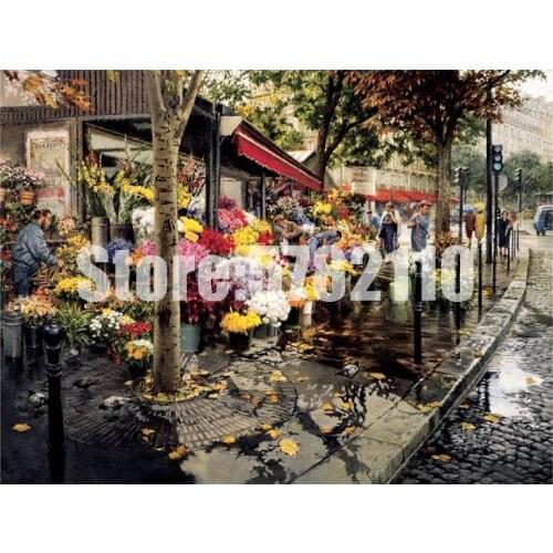 Diamond Embroidery 5D DIY Diamond Painting Paris in the Fall Flowers Valentines Day Cross Stitch Rhinestone Mosaic Home Decor