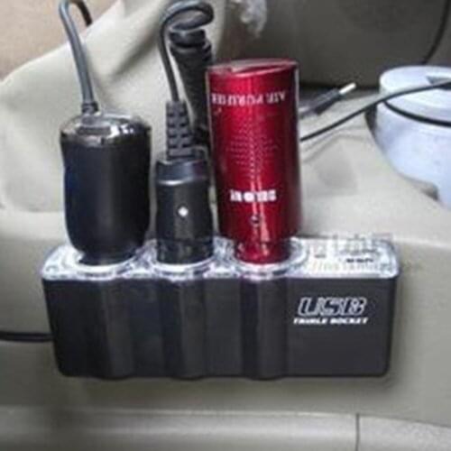 Car Cigar Lighter, One To Three +USB Port Cigar Lighter, Car Kit One To Three Power Adapter