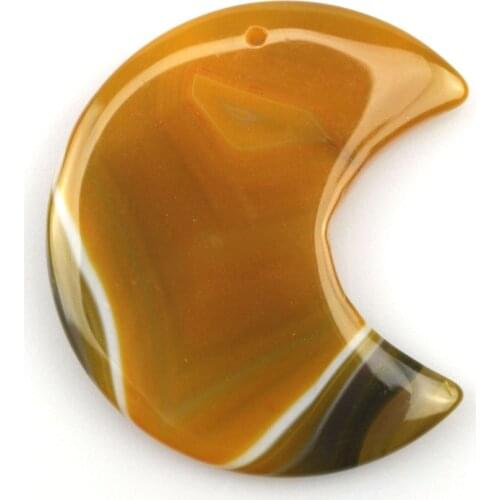 Moon shape yellow Sardonyx agat stone beads natural stone beads DIY loose beads for jewelry making I piece to sale