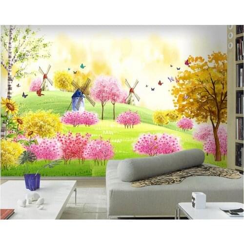 Home Decoration wallpaper for walls 3d Warm lovely cartoon TV background wall childrens room wallpaper wall painting beibehang