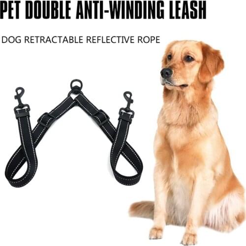Double Leash Coupler for Large Dogs Adjustable Heavy Duty Nylon Splitter for Two Big Dogs