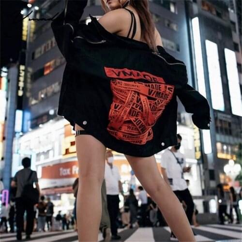 VMADE Authentics Oversize washed Mens vintage clothing Womens Coat Trucker Jacket Western Style Lightweight Long-Sleeve Zipper