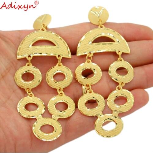 Adixyn Ethiopian Earrings for Women Dubai Arab 24K Gold Color India Earrings wedding party Jewelry Gifts N02019