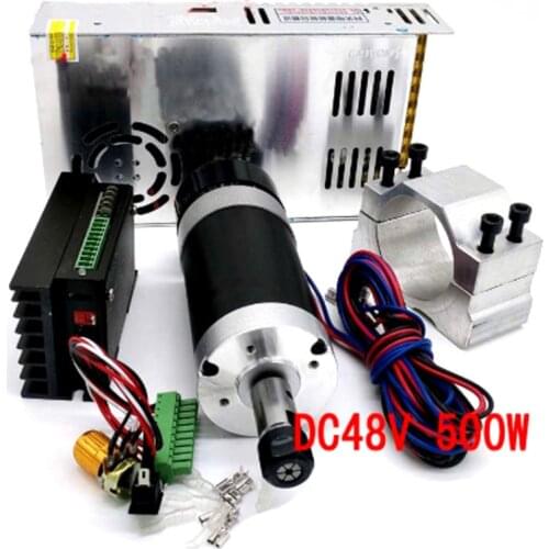 ER11/ER16 500W CNC DC Brushless spindle motor 55MM Clamp WS55-220 DC20-50V Stepper Motor Driver+DC48V 12A Power Supply for