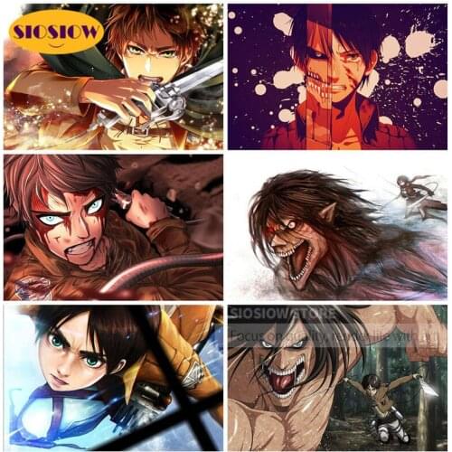 Eren Yeager 5D Diamond Embroidery Attack On Titan Painting Full Square Set Cross Stitch Picture Handmade Wall Artwork Decor Home