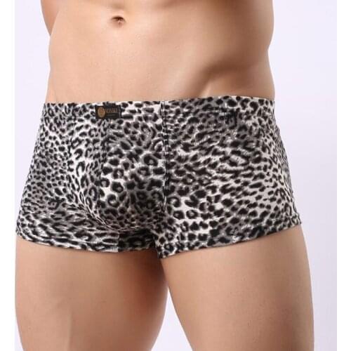 3pcs Mens Fashion Underwear Breathable Elastic Leopard Print Panties Low Waist Sexy Boxer Shorts U-convex Boxer Exotic Clothing