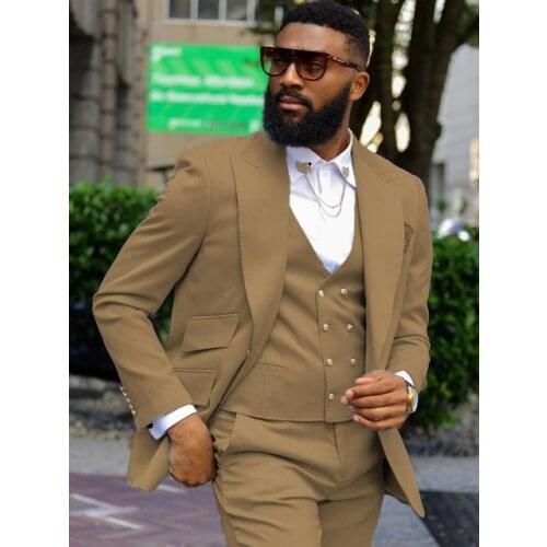 Suit Men Regular Slim Fit Homme Business Wedding Prom Banquet Tuxedos For Casual Wedding Suit Grooms Best Man 3 Pieces 2021