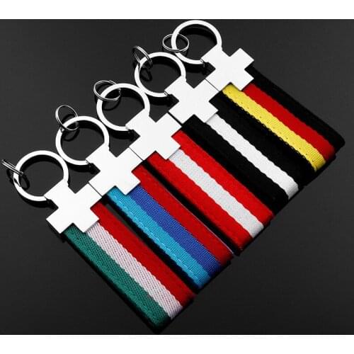 Leather Keychain Car Metal Keyring Germany National Flag Key Ring Holder For BMW Mercede Audi Nissan Ford Peugeot Boyfriend Gift