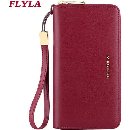 Leather Women Wallet Anti-theft Swipe Multi-card Zipper Card Holder Long Large-capacity Multifunctional Wallet