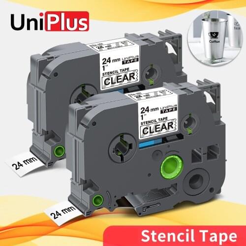 UniPlus 2PK 24mm*3m Label Tape STe 151 Compatible Brother Stencil Tape ST-151 STE-151 Label on Stainless Steel for PT-D600 E500