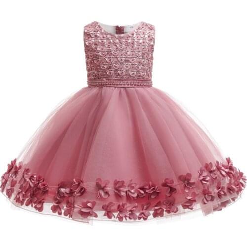 Summer Children Clothes Beading Applique Mesh Dress Kids Outfits Elegant Birthday Party Princess Tulle Dress For Girls 3-10 Y