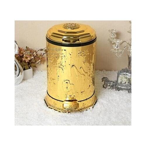 European luxury foot pedal stainless steel goldpated trash bins metal trash can waste bin recycle bin stainless trash bin LJT011