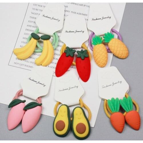 Girls' Cartoon Cute Fruit Hair Hair Tie Band Rope Kids Carrot Pinch Hair bands Elastic Ponytail Holder Hair Accessories FQ008