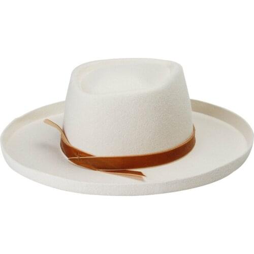 Fashion ladies wool top hat French retro wool felt hat curled jazz hat