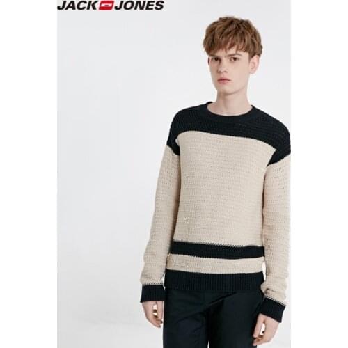 JackJones Mens Woven Contrasting 100% Cotton Round neckline Straight fit Knit Sweater| 219125505