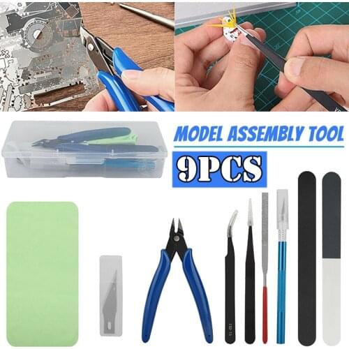 9Pcs Craft Basic Tools Set for Beginners Hand-Made Car Model Building Repair Kit Model Assembly Tool DIY Craft Accessories