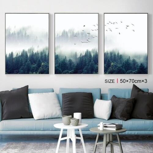 Nordic Fog Forest Landscape Wall Art HD Poster Print Canvas Painting Decorative For Living Room Home Decoration Print Poster