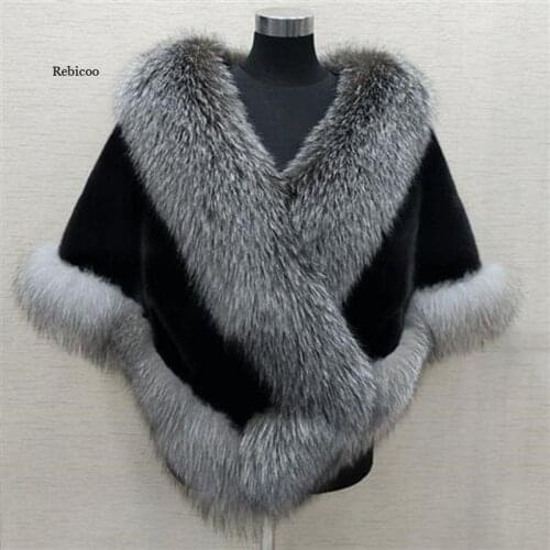 NEW WINTER Mink fox fur grass shawl womens versatile Cape fur coat enlarged dress Shawl