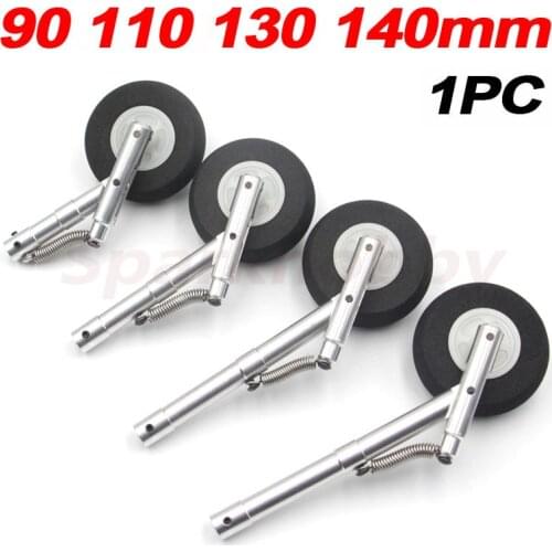1PC 90 110 130 140mm Aluminum Alloy Single-Wheel Telescopic Spring Damping Landing Gear For Ducted Aircraft F22 Freewing L39 RC