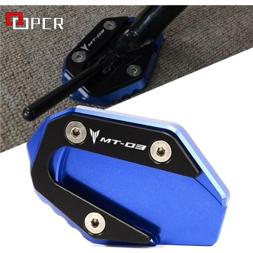 With LOGO MT-03 Motorcycle Kickstand Side Stands Enlarger For Yamaha MT03 MT 03 2016 2017 2018 2019 Stand Extension Plate