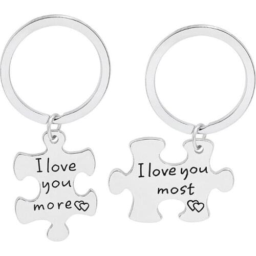 Popular Fashion Stitching Letters I Love You More/most Couple Keychain Accessories Fashion Jewelry