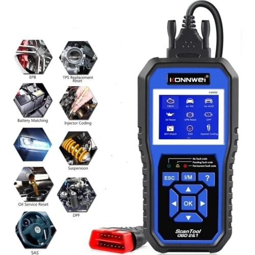 Professional OBD2 Scanner KW450 Diagnostic Scan Tool Code Reader for VAG Cars VW Audi ABS Airbag Oil ABS EPB DPF SRS TPMS Reset
