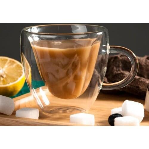 Transparent Glass Coffee Cup Milk Whiskey Tea Beer Double Creative Heat Resistant Cocktail Vodka Wine Mug Drinkware Cute Cups