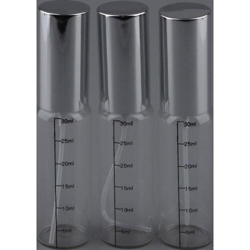 3-Pack Clear Refillable Fine Mist Atomizer Glass Mini Spray Empty Bottles for Perfume Cosmetics Liquid (30ml)