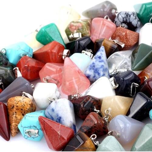 QianBei Fashion Jewelry Bulk 20pcs/lot Mix Multicolor Natural Stone Triangle Bead Making Bracelets Pendants Necklaces Gifts
