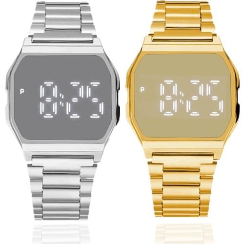 2021 Luxury Gold Silver Watch for Women Men Fashion Square Womens Watches LED Digital Wrist Watch Electronic Clock Montre Femme