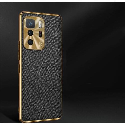 Luxury Leather Protective Case For Xiaomi Redmi Note 10 Pro Full Wrapper Gold Plating Frame Cover Cases for Redmi Note 10 Pro