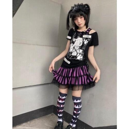 Ruibbit Summer Dress Original Preppy Style Japanese Harajuku Cute Soft Girl Fake Two T-skirts Zipper Sling Short Dresses